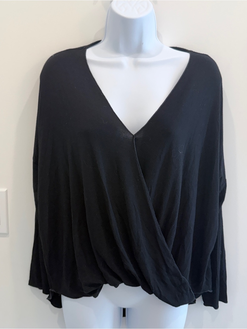 entro Black V-Neck Draped Blouse